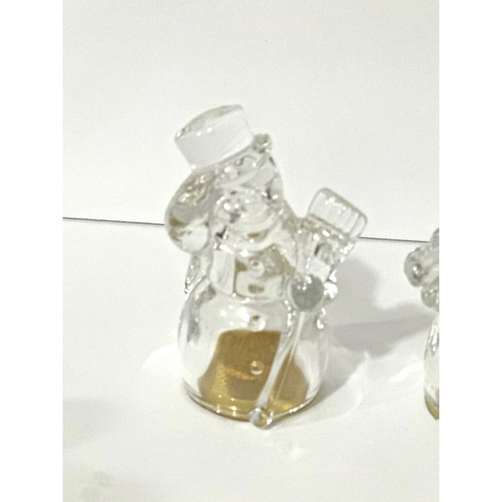 Lenox Fine Crystal Snowman Salt & Pepper Shakers Vintage Czech Republic Holiday